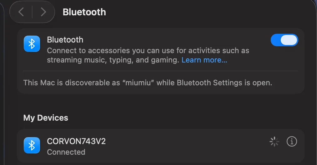 Connect CORVON743V2 via system Bluetooth