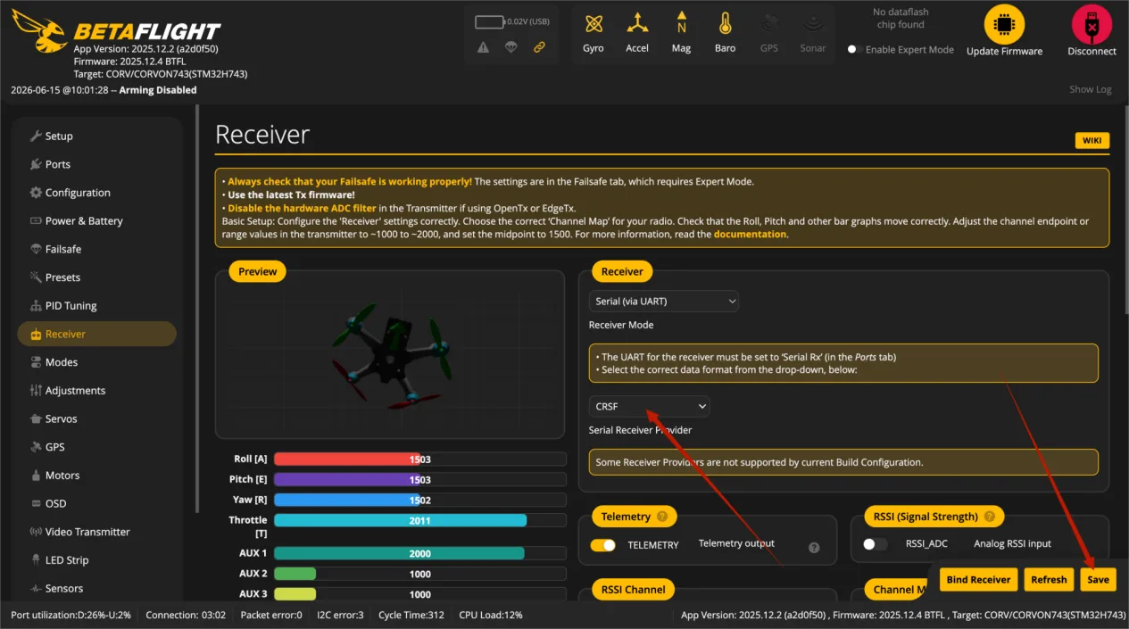 Receiver configuration