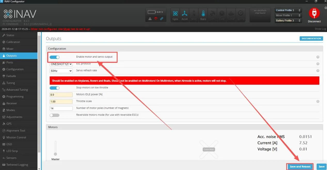 INAV Live Mode enable