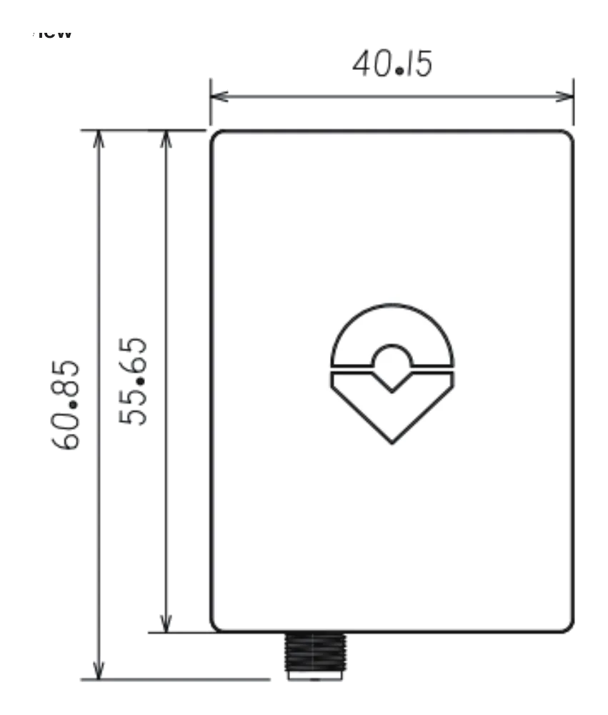 CORVON RTK-12-Rd rover — dimensional drawing, front view