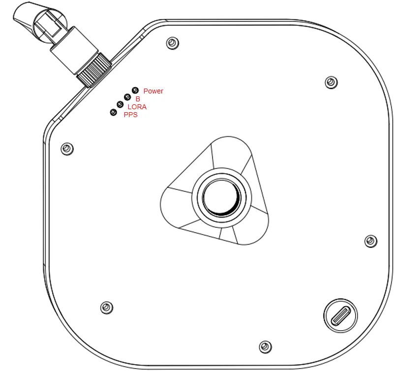 CORVON RTK-13-B base station - LED indicators and USB Type-C power interface