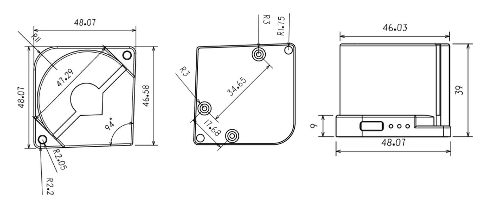 CORVON RTK-13-Rs rover - dimensional drawing